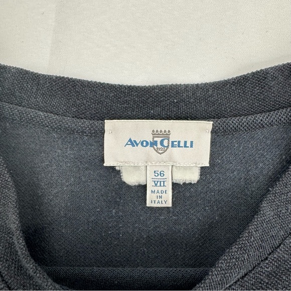 Avon Celli T-Shirt  Men's 56 Black Silk/Cotton Blend Crew Neck Italy - Picture 3 of 6